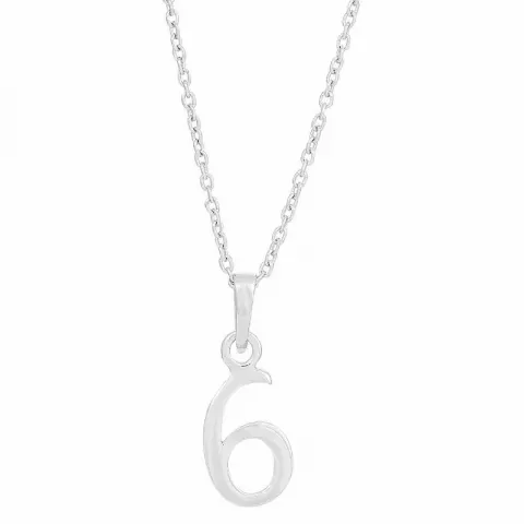 Siersbøl het getal 6 hanger met ketting in zilver