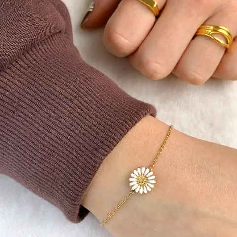 10 mm Siersbøl margriet armband in verguld sterlingzilver