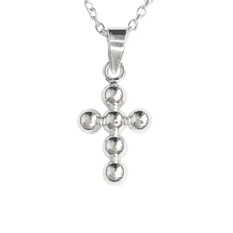 Siersbøl kruis hanger met ketting in zilver met zilver halskettingen