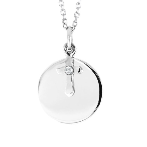 16 mm Siersbøl kruis hanger met ketting in gerodineerd zilver witte zirkoon