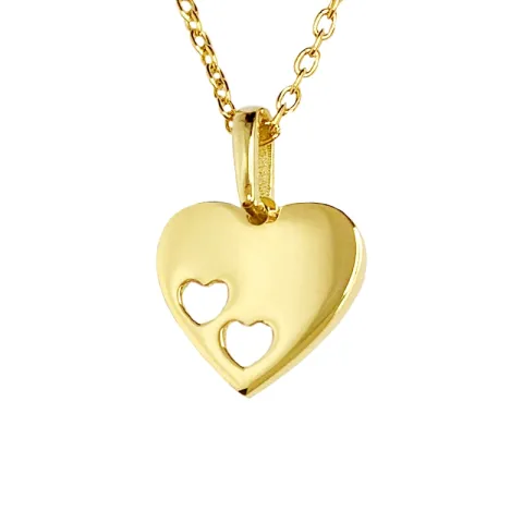 Siersbøl hart hanger in 8 karaat goud met vergulde zilveren ketting