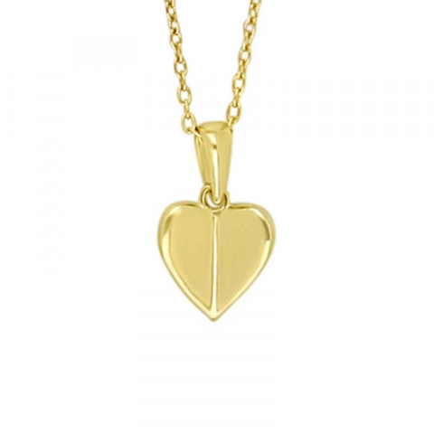 Siersbøl hart hanger met ketting in 8 karaat goud met vergulde zilveren ketting