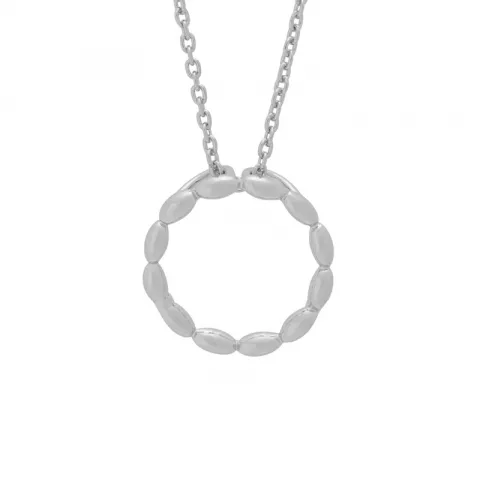 Siersbøl cirkel hanger met ketting in gerodineerd zilver