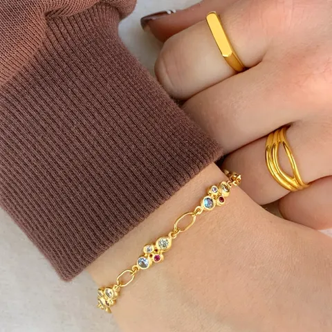 Siersbøl armband in verguld sterlingzilver veelkleurig zirkoon