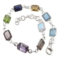 Vierkant veelkleurig armband in zilver
