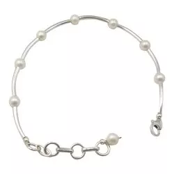 Rond witte parel armband in zilver
