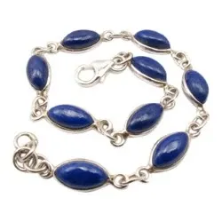 Ovaal blauwe armband in zilver