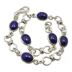 blauwe armband in zilver