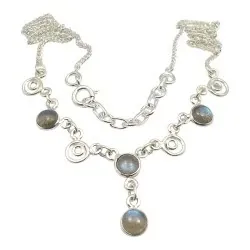 Rond abstract veelkleurig ketting in zilver