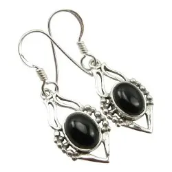 Echt zwart onyx oorbellen in geoxideerd sterlingzilver