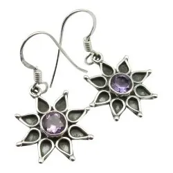 bloem oorbellen in zilver met geoxideerd sterlingzilver