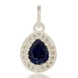 blauwe hanger in zilver