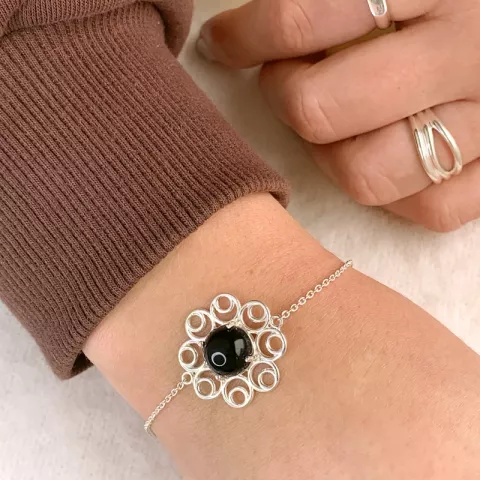 bloem armband in zilver met hanger in zilver
