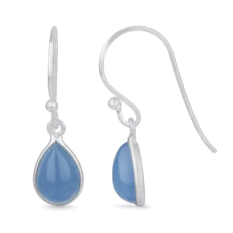 druppelvormig blauwe caledoniet oorbellen in zilver - Loom Stones