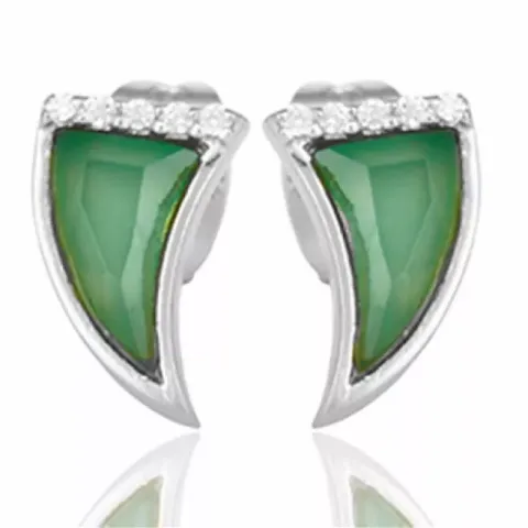 groene onyx oorsteker in zilver