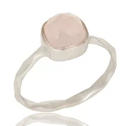 Vierkant roze ring in zilver