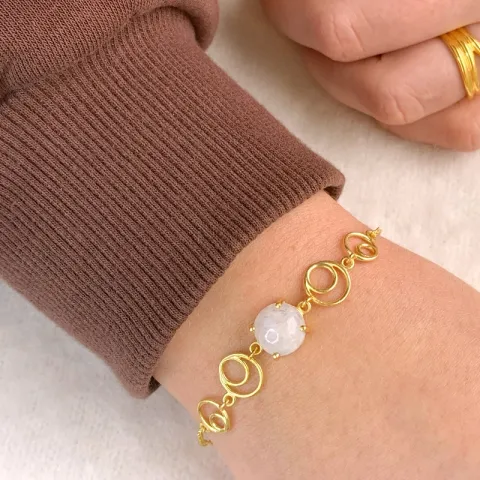 Maansteen armband in verguld sterlingzilver met hanger in verguld sterlingzilver