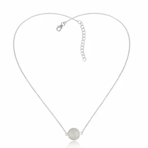 rond maansteen ketting in zilver met hanger in zilver