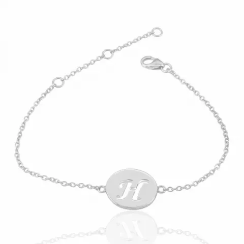 letter h met krassen armband in zilver met hanger in zilver