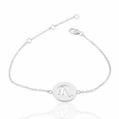 letter r met krassen armband in zilver met hanger in zilver