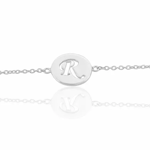 letter r met krassen armband in zilver met hanger in zilver