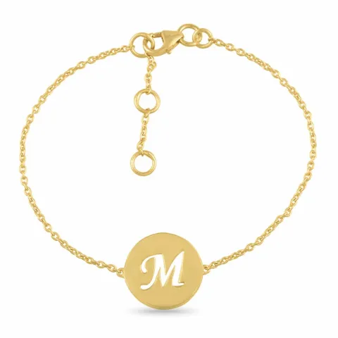 letter m met krassen armband in verguld sterlingzilver met hanger in verguld sterlingzilver