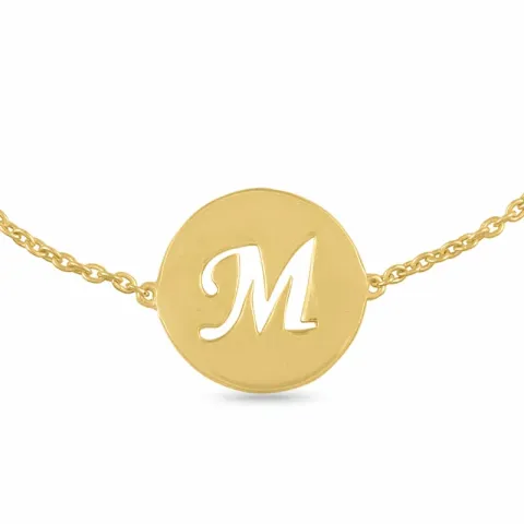 letter m met krassen armband in verguld sterlingzilver met hanger in verguld sterlingzilver