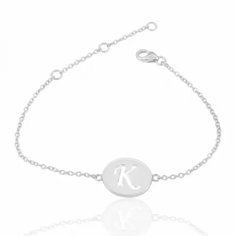 letter k met krassen armband in zilver met hanger in zilver