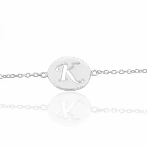letter k met krassen armband in zilver met hanger in zilver