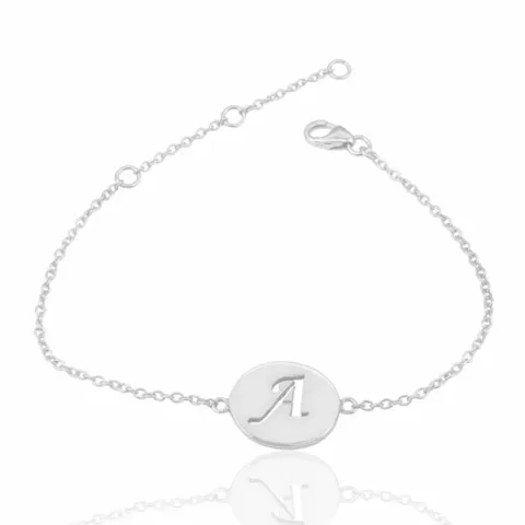 letter a met krassen armband in zilver met hanger in zilver