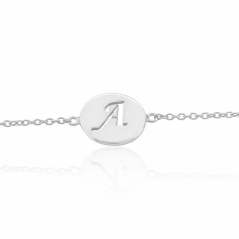 letter a met krassen armband in zilver met hanger in zilver