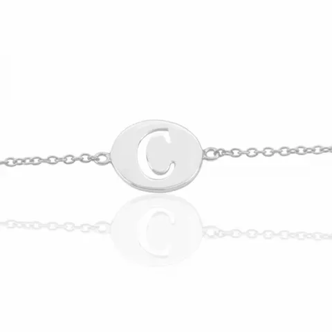 letter c met krassen armband in zilver met hanger in zilver