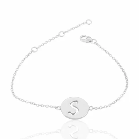 letter s met krassen armband in zilver met hanger in zilver