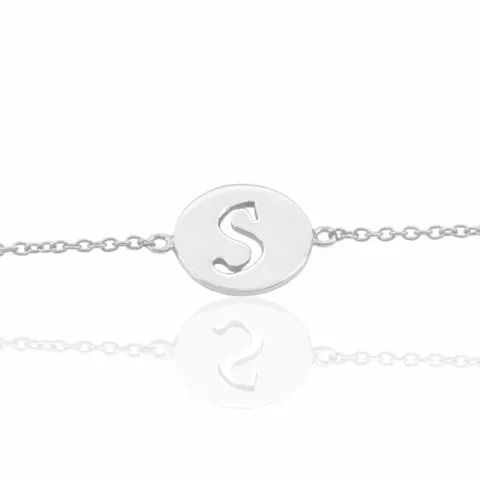 letter s met krassen armband in zilver met hanger in zilver