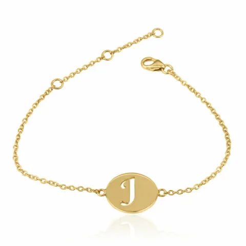 letter j met krassen armband in verguld sterlingzilver met hanger in verguld sterlingzilver