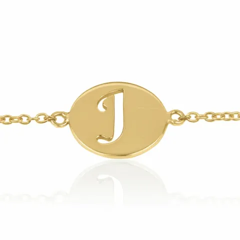 letter j met krassen armband in verguld sterlingzilver met hanger in verguld sterlingzilver