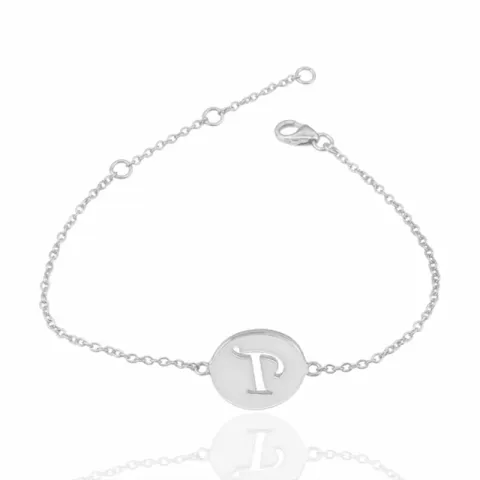 letter p met krassen armband in zilver met hanger in zilver