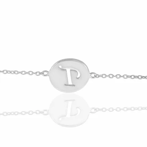 letter p met krassen armband in zilver met hanger in zilver