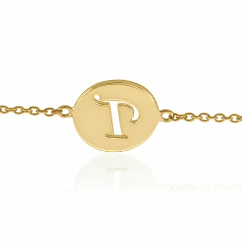 letter p met krassen armband in verguld sterlingzilver met hanger in verguld sterlingzilver