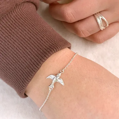 vogel armband in zilver met hanger in zilver