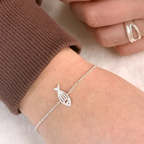 vis armband in zilver met hanger in zilver