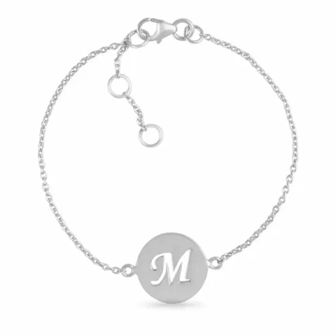 letter m met krassen armband in zilver met hanger in zilver