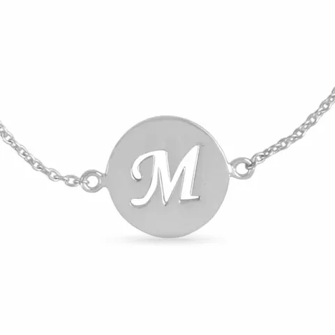 letter m met krassen armband in zilver met hanger in zilver