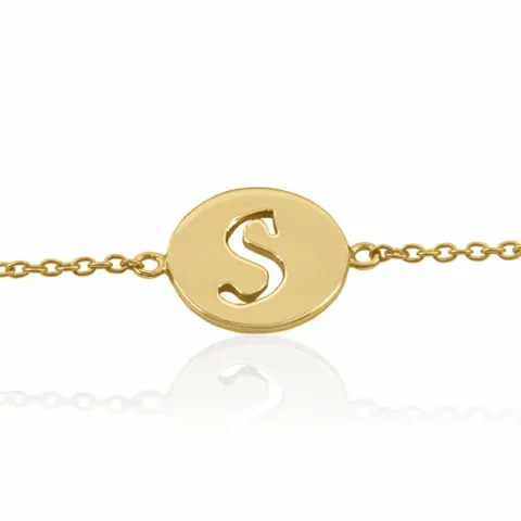 letter s met krassen armband in verguld sterlingzilver met hanger in verguld sterlingzilver