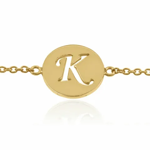 letter k met krassen armband in verguld sterlingzilver met hanger in verguld sterlingzilver