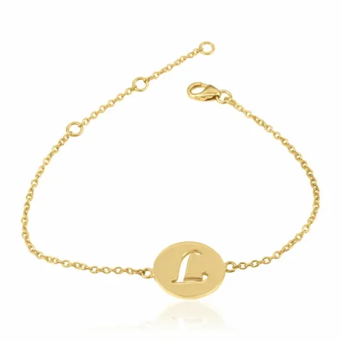 letter l met krassen armband in verguld sterlingzilver met hanger in verguld sterlingzilver