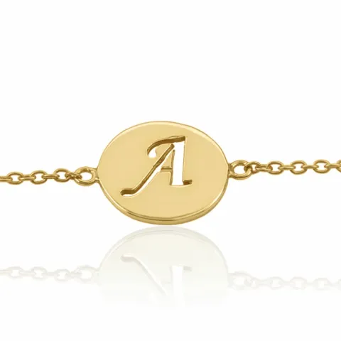 letter a met krassen armband in verguld sterlingzilver met hanger in verguld sterlingzilver