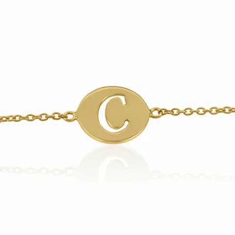 letter c met krassen armband in verguld sterlingzilver met hanger in verguld sterlingzilver