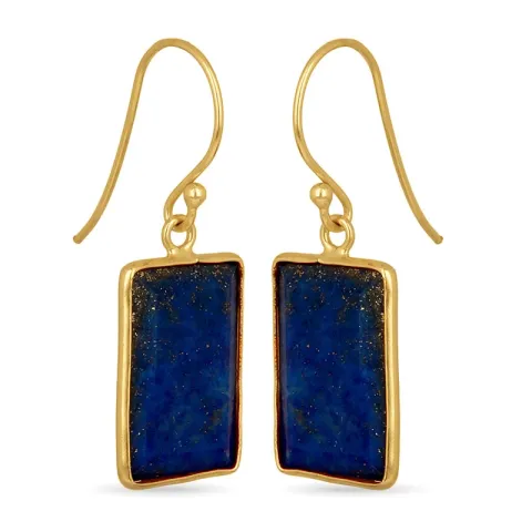Vierkant blauwe lazuursteen oorbellen in verguld sterlingzilver