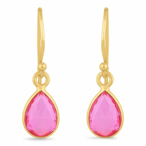 lange druppel oorbellen in verguld zilver - Loom Stones